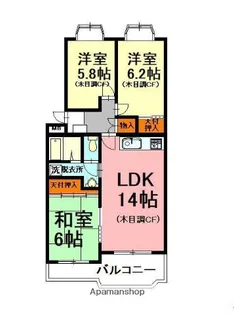 シャンベール花の木【2階】の間取り