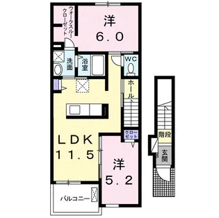 ルネス開成B【2階】の間取り