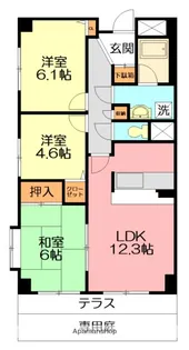 メルベーユ岡部【3階】の間取り