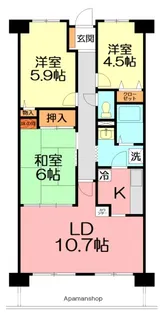 伊勢原グリーンマンション弐番館【5階】の間取り