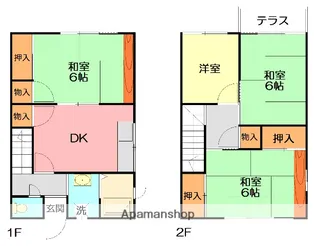 神奈川県中郡二宮町二宮【テラスハウス】の間取り