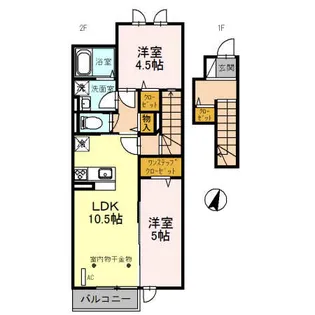 ヴィルヌーヴ B棟【205号室】の間取り