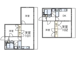 レオパレスOISO【104号室】の間取り