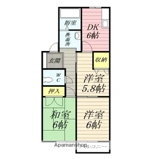 サニーフラットロク【2階】の間取り
