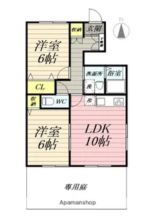 リヴェール中曽根B棟【1階】の間取り