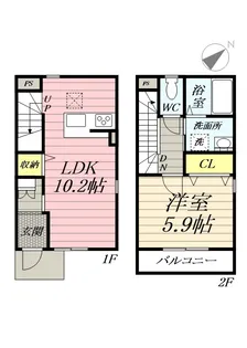 神奈川県藤沢市大鋸【テラスハウス】の間取り