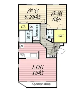 ルシェンテB棟【3階】の間取り