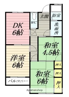 達上ケ丘ハイツA棟【2階】の間取り