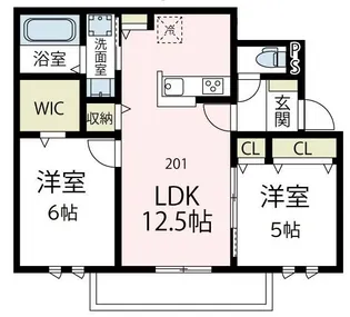 2LDKの間取り画像