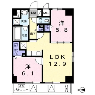ル・カトレヤ【4階】の間取り