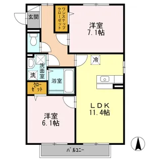 ディア ヴェルジュ ミキ C【1階】の間取り