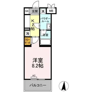 ファンディ平塚【4階】の間取り