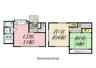 神奈川県平塚市高根1丁目【テラスハウス】の間取り