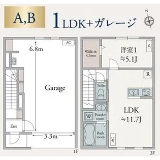 パインズガレージ【B号室】の間取り