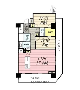 2LDKの間取り画像