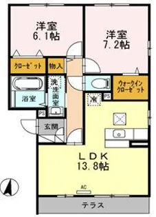 ザ・パーシモン D【1階】の間取り