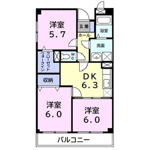 エスポワールいずみ野【1階】の間取り