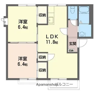 サンハイツフジⅡ【2階】の間取り