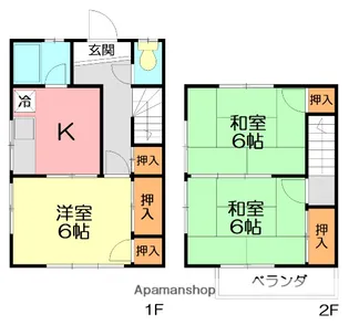 神奈川県茅ヶ崎市松が丘1丁目【テラスハウス】の間取り