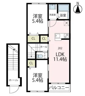 グレース湘南【202号室号室】の間取り