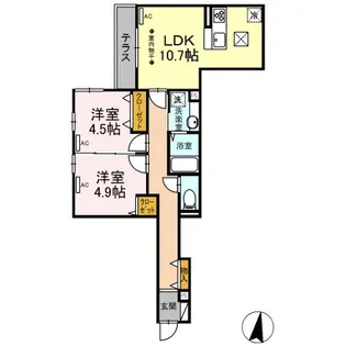 2LDKの間取り画像