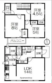 神奈川県茅ヶ崎市小和田1丁目【一戸建】の間取り
