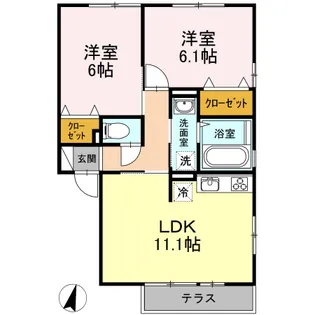 ルミエール B【1階】の間取り