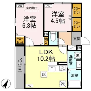 フラクタス湘南茅ヶ崎【1階】の間取り