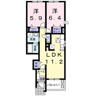 グリッティパレス湘南B【1階】の間取り
