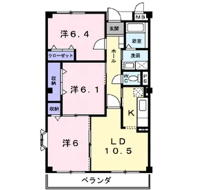 レインボーキャッスル【3階】の間取り