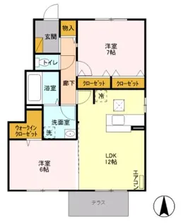 リバーストーン C【1階】の間取り
