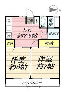 コーポラスあさぬま【102号室】の間取り