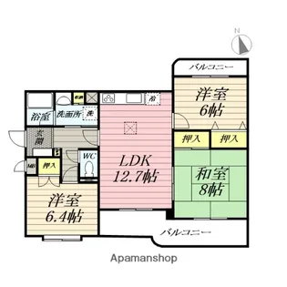 シャトー鶴嶺【1階】の間取り