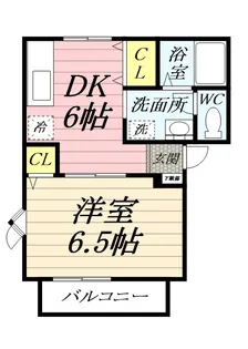 1DKの間取り画像