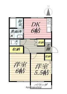 プラザイシヅカA【2階】の間取り