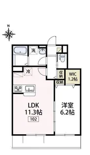 ラヴェンフォート小園【102号室号室】の間取り
