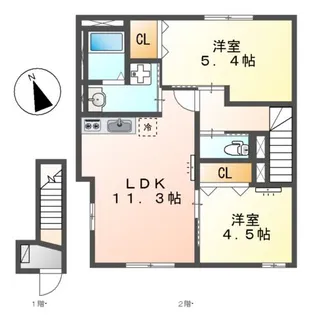 ホクレア【2階】の間取り