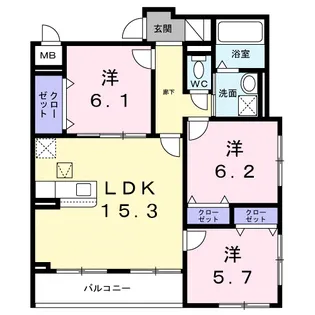 セキュリティ・アパートメントⅡ【1階】の間取り