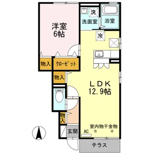 ユニヴェール C【102号室】の間取り