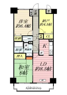 グリーンキャピタル大和【7階】の間取り