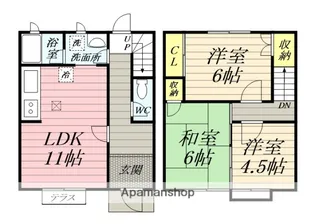 神奈川県中郡大磯町生沢【テラスハウス】の間取り