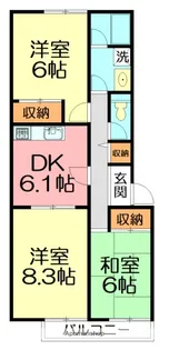 グリーンハイツ石原谷【202号室】の間取り