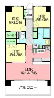リストレジデンス茅ヶ崎【5階】の間取り