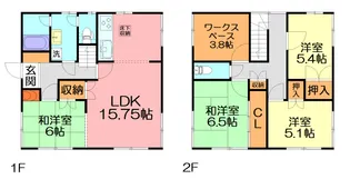 浜之郷貸家【2階】の間取り
