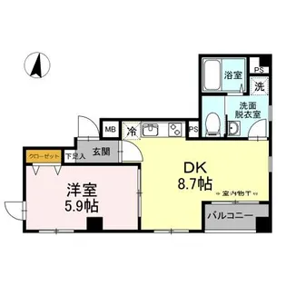 ヴィレッヂ大和東【5階】の間取り