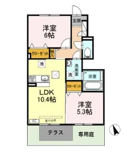 越の山ハイツ A【1階】の間取り