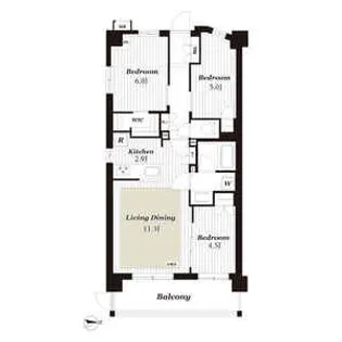 クレストフォルム湘南鵠沼【1階】の間取り