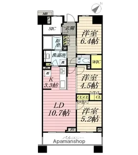 ブランズ中央林間【5階】の間取り