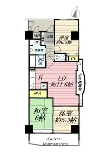 ヴィサージュ湘南平塚【7階】の間取り