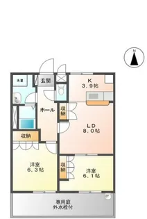 ソレアード・メゾンB【1階】の間取り
